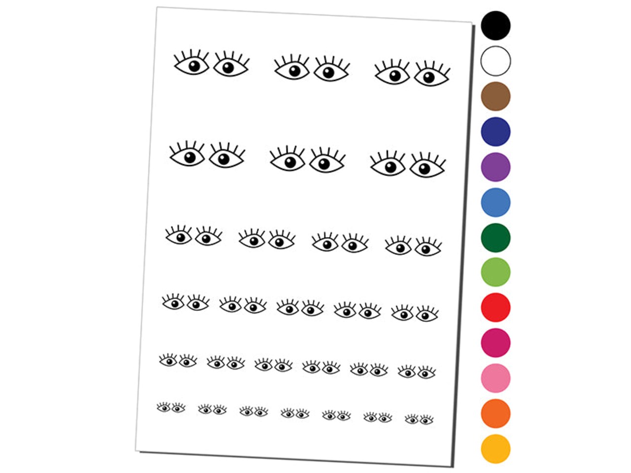 Wide Eyes with Eyelashes Temporary Tattoo Water Resistant Fake Body Art Set Collection